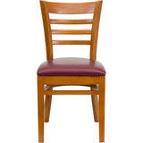 HERCULES Series Ladder Back Cherry Wood Restaurant Chair - Black Vinyl Seat [XU-DGW0005LAD-CHY-BLKV-GG] Pie's Variety Store