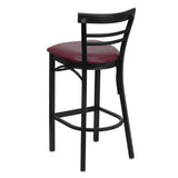 HERCULES Series Black Two-Slat Ladder Back Metal Restaurant Barstool - Black Vinyl Seat [XU-DG6R9BLAD-BAR-BLKV-GG] Pie's Variety Store