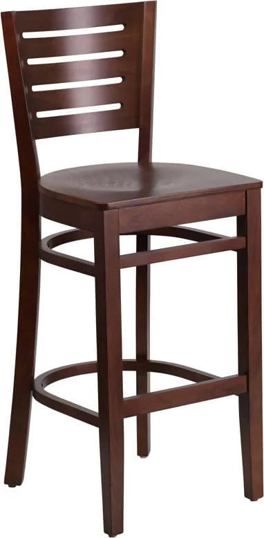Darby Series Slat Back Walnut Wood Restaurant Barstool [XU-DG-W0108BBAR-WAL-WAL-GG] Pie's Variety Store
