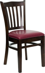 HERCULES Series Vertical Slat Back Walnut Wood Restaurant Chair - Black Vinyl Seat [XU-DGW0008VRT-WAL-BLKV-GG] Pie's Variety Store
