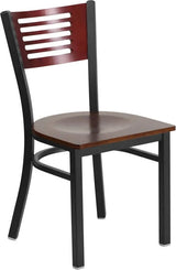 HERCULES Series Black Slat Back Metal Restaurant Chair - Mahogany Wood Back & Seat [XU-DG-6G5B-MAH-MTL-GG] Pie's Variety Store