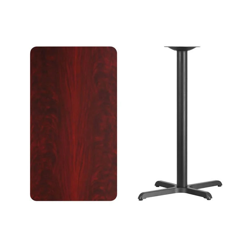 24'' x 42'' Rectangular Black Laminate Table Top with 23.5'' x 29.5'' Bar Height Table Base [XU-BLKTB-2442-T2230B-GG] Fl Furniture