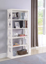 Trellis Pattern Side Panels Bookcase is an exquisite addition to a library or home office - White - 802578 Pie's Variety Store