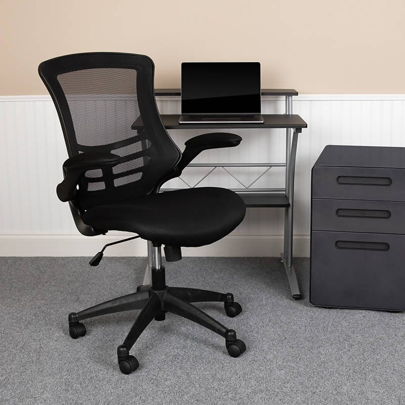 Mid-Back Black / Blue / Dark Gray / Green / Red / White Mesh Swivel Ergonomic Task Office Chair with Flip-Up Arms - BL-X-5M-BK-GG / BL-X-5M-BLUE-GG / BL-X-5M-DKGY-GG / BL-X-5M-GRN-GG / BL-X-5M-RED-GG / BL-X-5M-WH-GG ADRIAN'S ELECTRONICS