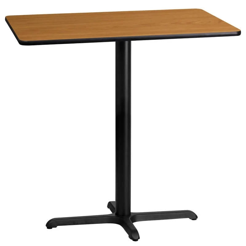 24'' x 42'' Rectangular Black Laminate Table Top with 23.5'' x 29.5'' Bar Height Table Base [XU-BLKTB-2442-T2230B-GG] Fl Furniture