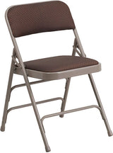 HERCULES Series Curved Triple Braced & Double Hinged Burgundy Patterned Fabric Metal Folding Chair Set of 2 [AW-MC309AF-BG-GG] Pie's Variety Store