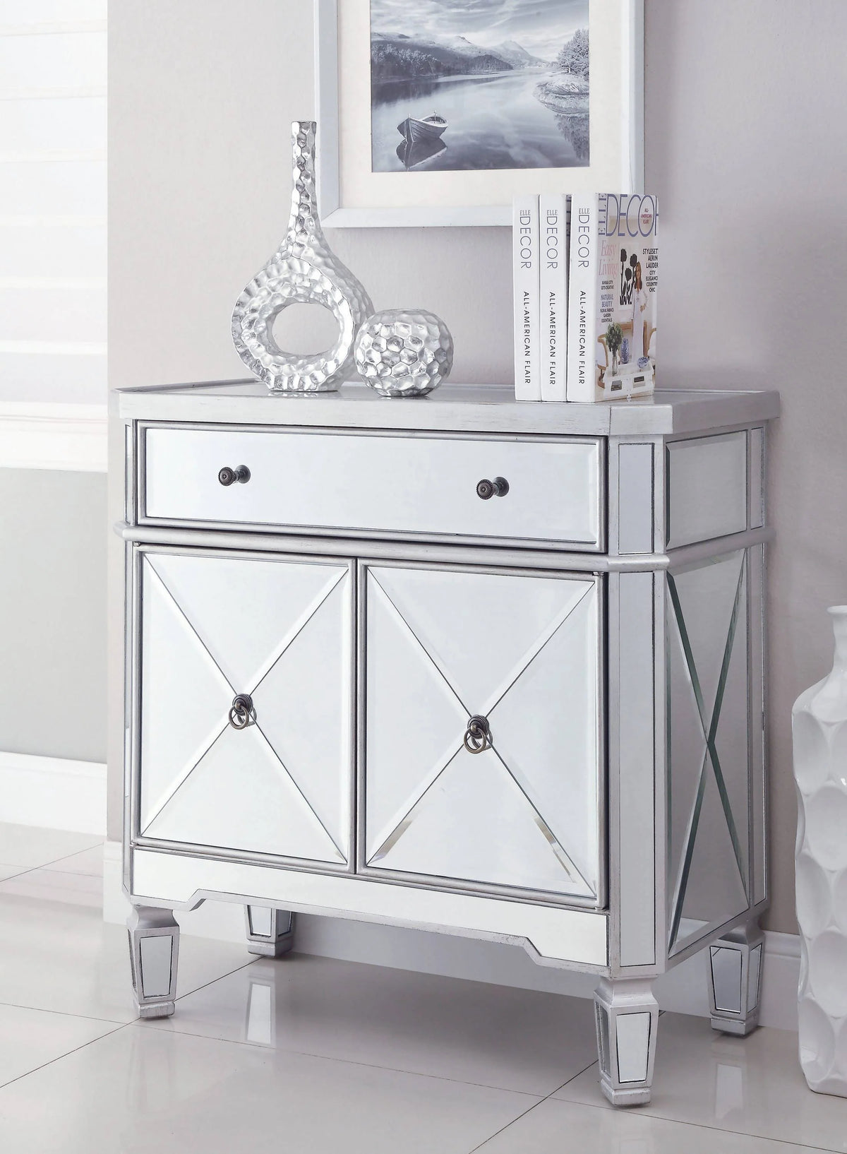 2-Door Wine Cabinet Clear Mirror - 102596 Pie's Variety Store