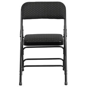 2 Pk. HERCULES Series Curved Triple Braced & Double Hinged Black Patterned Fabric Metal Folding Chair - 2-AW-MC309AF-BLK-GG Pie's Variety Store
