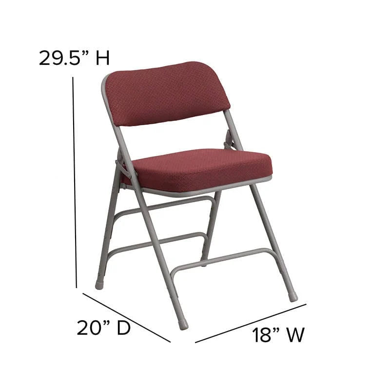 2 Pk. HERCULES Series Premium Curved Triple Braced & Double Hinged Burgundy Fabric Metal Folding Chair [2-AW-MC320AF-BG-GG] Pie's Variety Store
