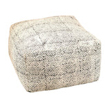 Square Upholstered Floor Pouf Cream And Black - 991008 Pie's Variety Store