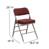 2 Pk. HERCULES Series Premium Curved Triple Braced & Double Hinged Burgundy Fabric Metal Folding Chair [2-HA-MC320AF-BG-GG] Fl Furniture