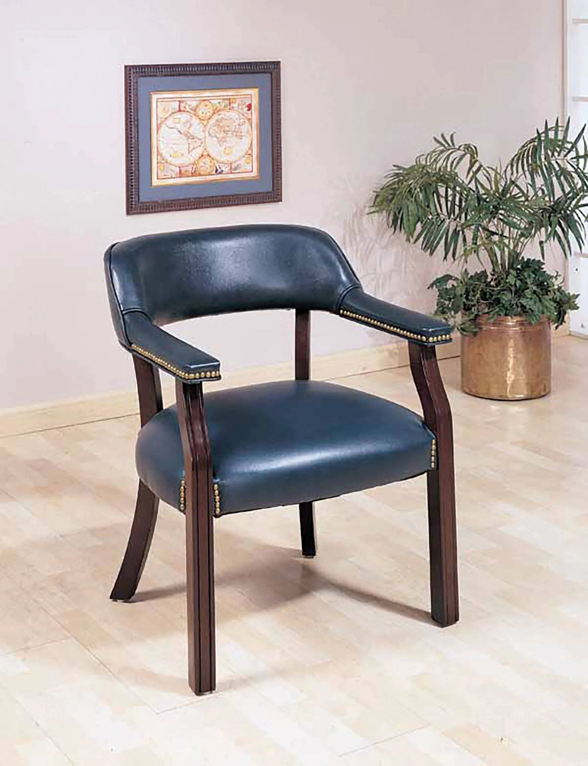 Upholstered Office Chair With Nailhead Trim Blue - 511N Pie's Variety Store