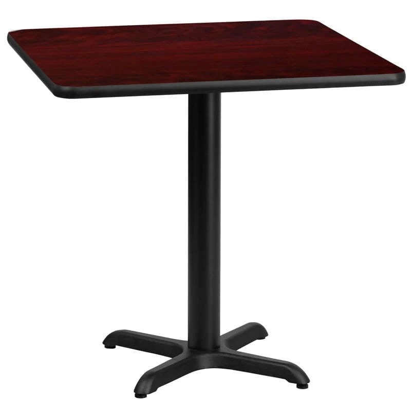 30'' Square Black Laminate Table Top with 22'' x 22'' Table Height Base [XU-BLKTB-3030-T2222-GG] Fl Furniture