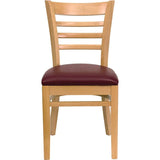 HERCULES Series Ladder Back Natural Wood Restaurant Chair - Black Vinyl Seat [XU-DGW0005LAD-NAT-BLKV-GG] Pie's Variety Store