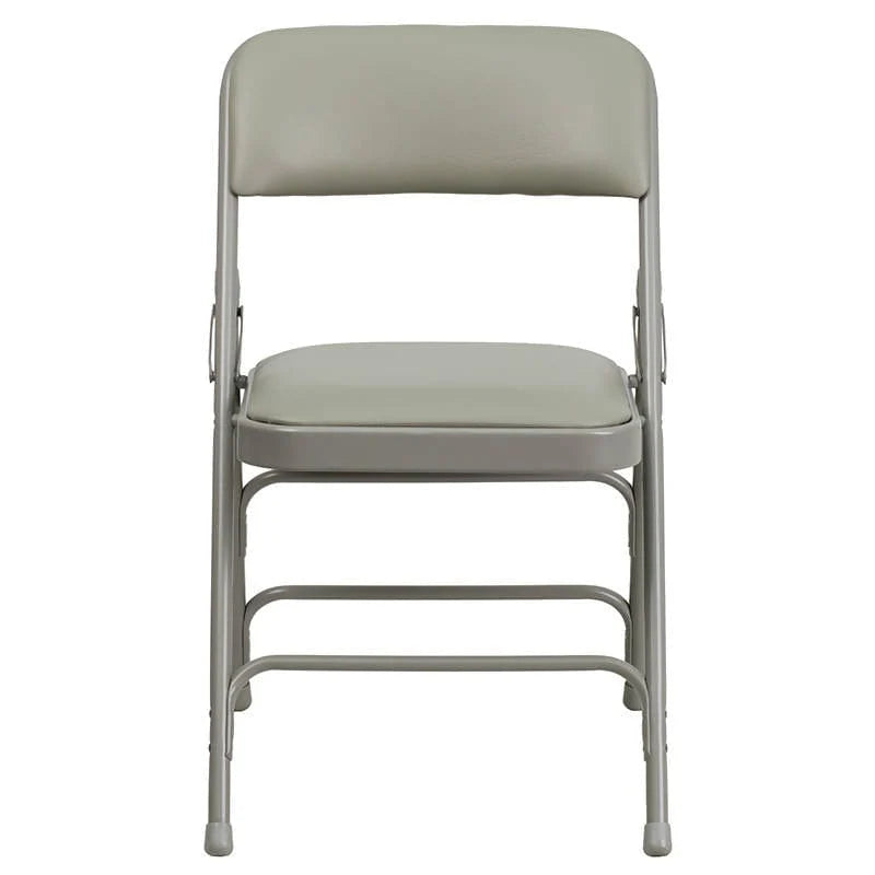 2 Pk. HERCULES Series Curved Triple Braced & Double Hinged Gray Vinyl Metal Folding Chair [2-HA-MC309AV-GY-GG] Fl Furniture
