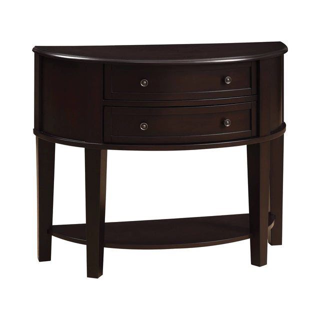 2-Drawer Demilune Shape Console Table Cappuccino - 950156 Pie's Variety Store