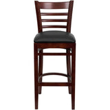 HERCULES Series Ladder Back Mahogany Wood Restaurant Barstool - Black Vinyl Seat [XU-DGW0005BARLAD-MAH-BLKV-GG] Pie's Variety Store