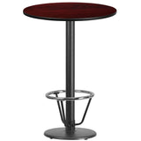 30'' Round Black Laminate Table Top with 18'' Round Bar Height Table Base and Foot Ring [XU-RD-30-BLKTB-TR18B-3CFR-GG] Fl Furniture