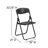2 Pk. HERCULES Series 500 lb. Capacity Heavy Duty Black Plastic Folding Chair with Built-in Ganging Brackets [2-RUT-I-BLACK-GG] Fl Furniture
