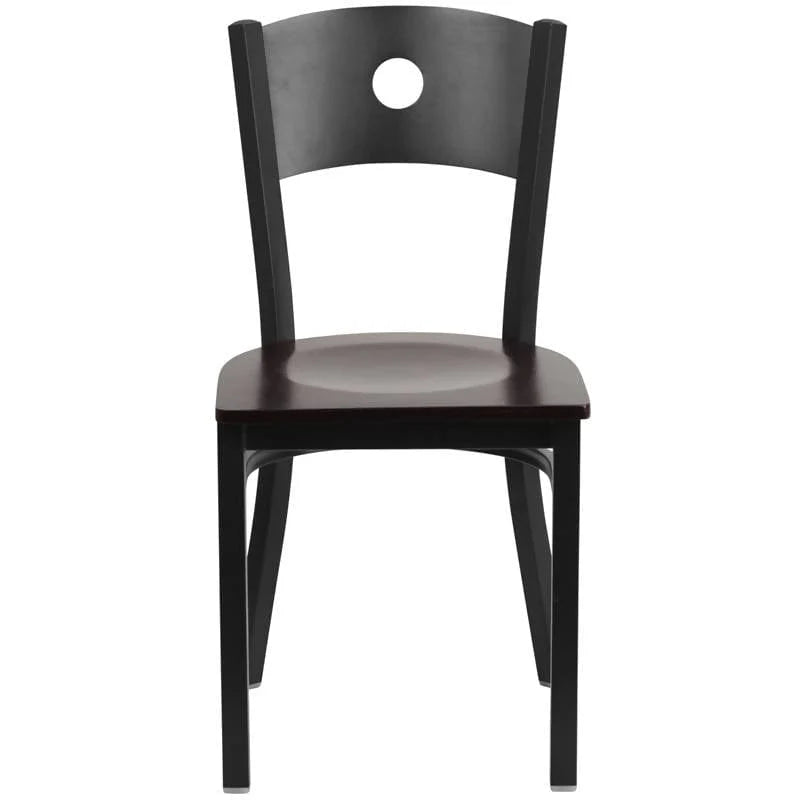 HERCULES Series Black Circle Back Metal Restaurant Chair - Cherry Wood Seat [XU-DG-60119-CIR-CHYW-GG] Pie's Variety Store