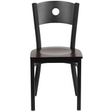 HERCULES Series Black Circle Back Metal Restaurant Chair - Cherry Wood Seat [XU-DG-60119-CIR-CHYW-GG] Pie's Variety Store