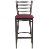 HERCULES Series Clear Coated Ladder Back Metal Restaurant Barstool - Black Vinyl Seat [XU-DG697BLAD-CLR-BAR-BLKV-GG] Pie's Variety Store