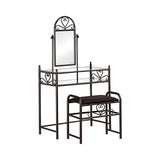 2-Piece Metal Vanity Set With Glass Top