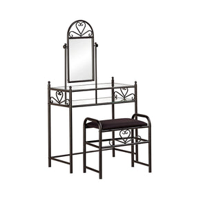 2-Piece Metal Vanity Set With Glass Top