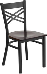 HERCULES Series Black ''X'' Back Metal Restaurant Chair - Cherry Wood Seat [XU-6FOBXBK-CHYW-GG] Pie's Variety Store