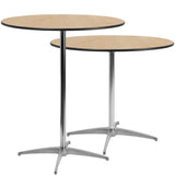 36'' Round Wood Cocktail Table with 30'' and 42'' Columns [XA-36-COTA-GG] Pie's Variety Store