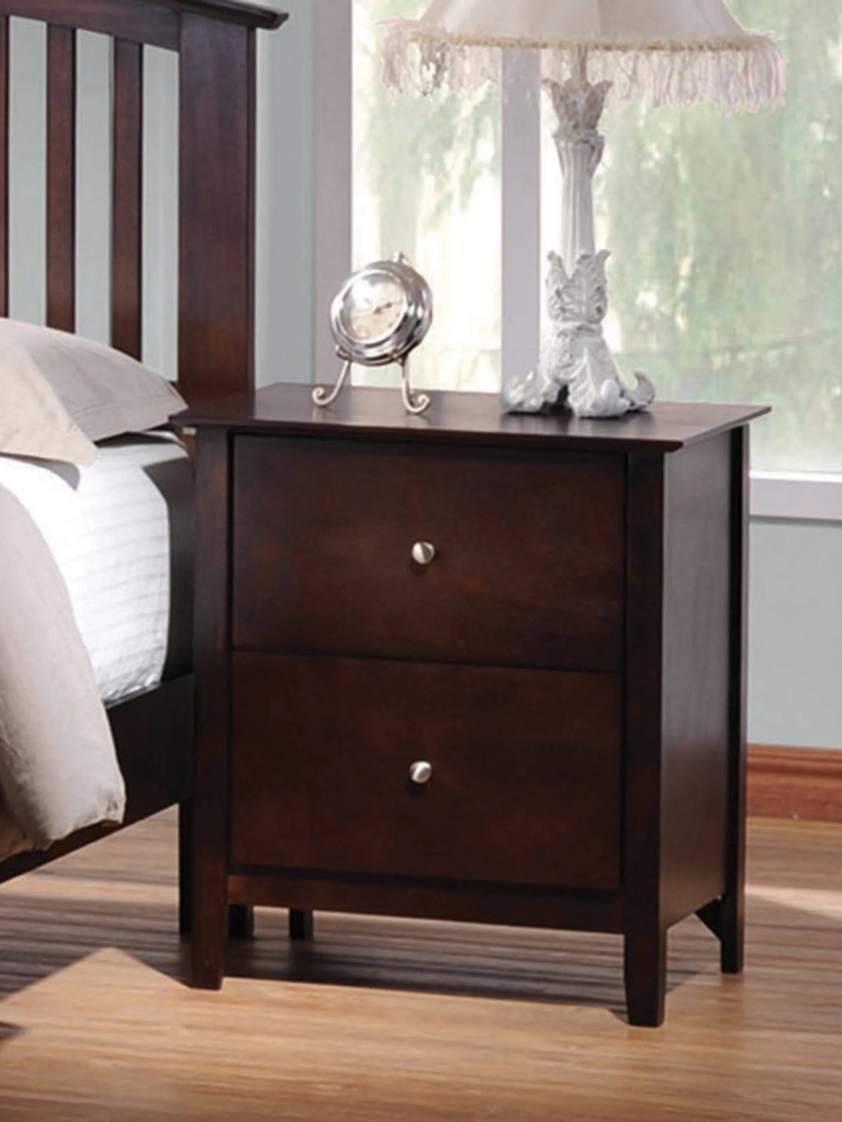 Tia Queen Bed With Slatted Headboard Cappuccino 4PC Set - SET4PC202081Q Pie's Variety Store