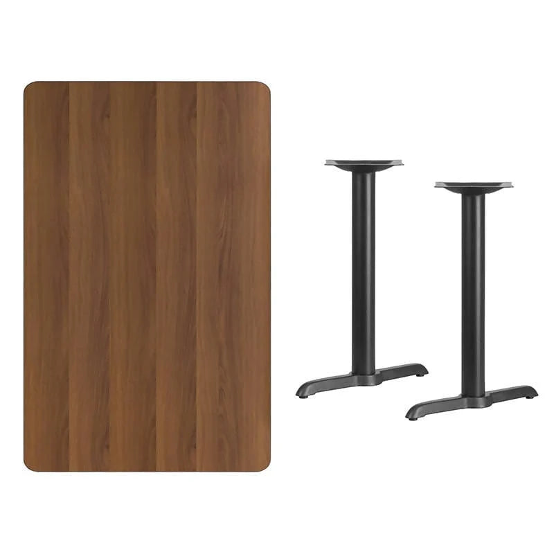 30'' x 48'' Rectangular Black Laminate Table Top with 5'' x 22'' Table Height Bases [XU-BLKTB-3048-T0522-GG] Pie's Variety Store