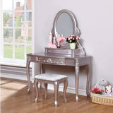 Caroline Vanity Stool White And Metallic Lilac - 400898 Pie's Variety Store