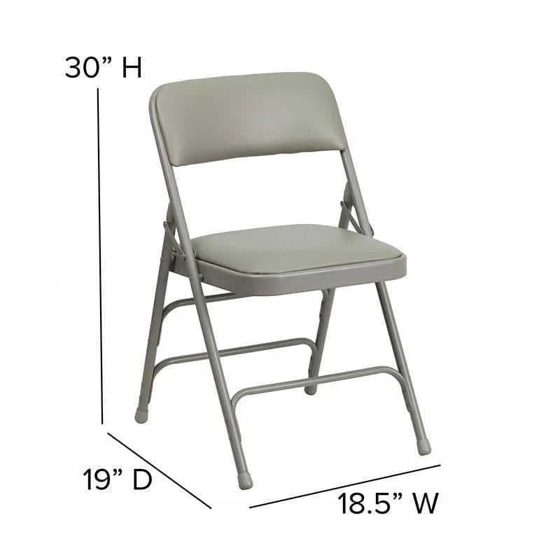 2 Pk. HERCULES Series Curved Triple Braced & Double Hinged Gray Vinyl Metal Folding Chair [2-HA-MC309AV-GY-GG] Fl Furniture