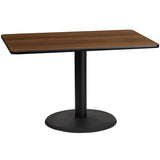 30'' x 48'' Rectangular Black Laminate Table Top with 24'' Round Table Height Base [XU-BLKTB-3048-TR24-GG] Pie's Variety Store