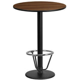 24'' Round Black Laminate Table Top with 18'' Round Bar Height Table Base and Foot Ring [XU-RD-24-BLKTB-TR18B-3CFR-GG] Fl Furniture