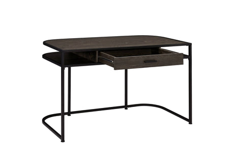 Ember 1-Drawer Writing Desk Dark Oak And Sandy Black - 803411 coastmega