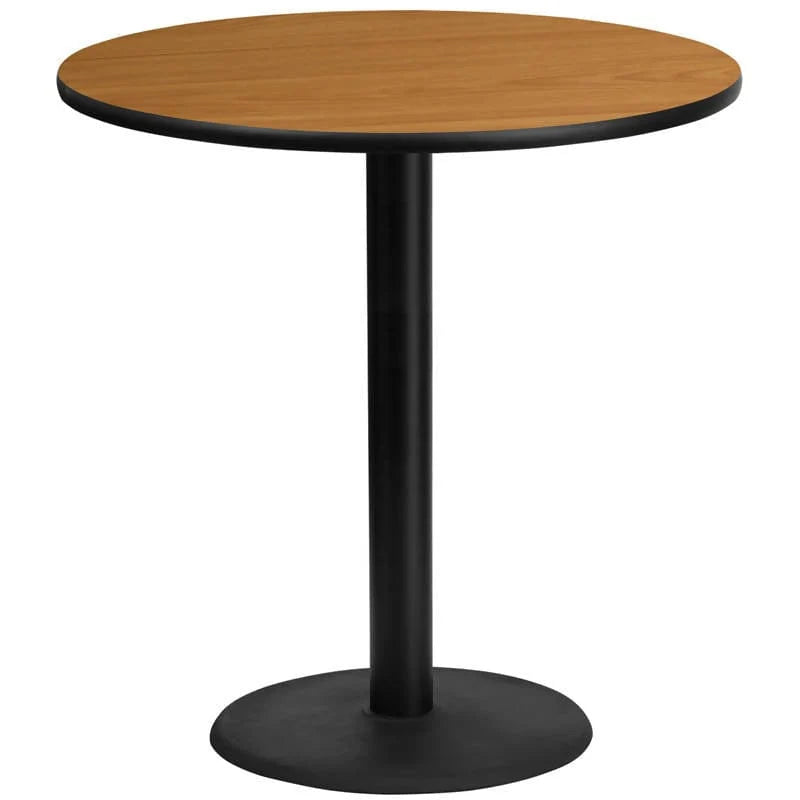 42'' Round Black Laminate Table Top with 24'' Round Bar Height Table Base [XU-RD-42-BLKTB-TR24B-GG] Pie's Variety Store