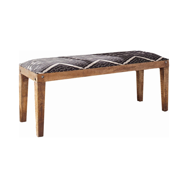 Serene Rectangular Upholstered Bench Natural And Navy - 910177 Pie's Variety Store