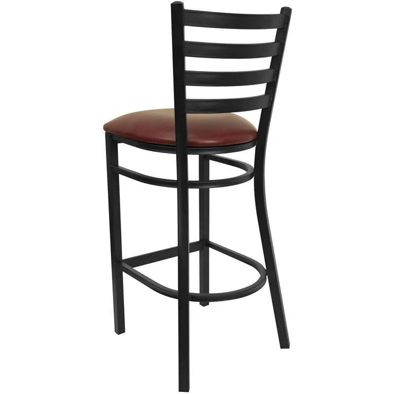 HERCULES Series Black Ladder Back Metal Restaurant Barstool - Black Vinyl Seat [XU-DG697BLAD-BAR-BLKV-GG] Pie's Variety Store