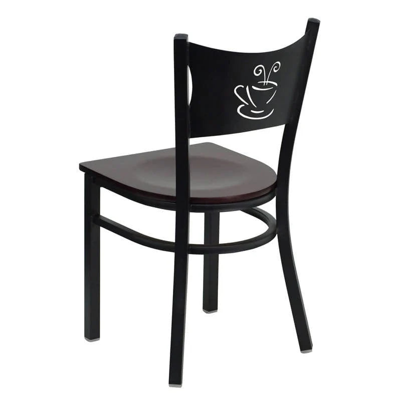 HERCULES Series Black Coffee Back Metal Restaurant Chair - Cherry Wood Seat [XU-DG-60099-COF-CHYW-GG] Pie's Variety Store