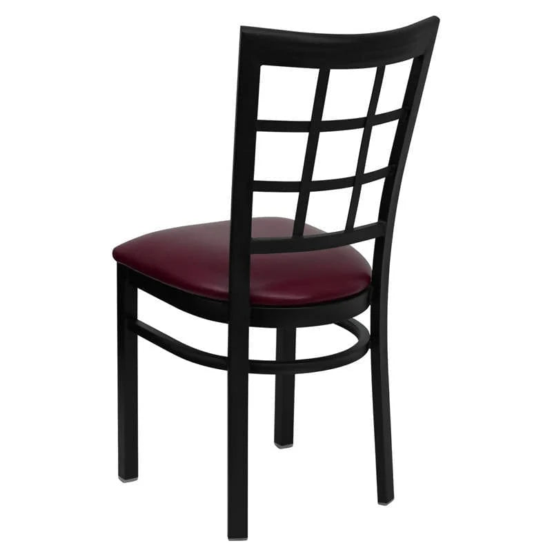 HERCULES Series Black Window Back Metal Restaurant Chair - Black Vinyl Seat [XU-DG6Q3BWIN-BLKV-GG] Pie's Variety Store