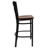 HERCULES Series Black ''X'' Back Metal Restaurant Barstool - Cherry Wood Seat [XU-6F8BXBK-BAR-CHYW-GG] Pie's Variety Store