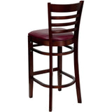 HERCULES Series Ladder Back Mahogany Wood Restaurant Barstool - Black Vinyl Seat [XU-DGW0005BARLAD-MAH-BLKV-GG] Pie's Variety Store