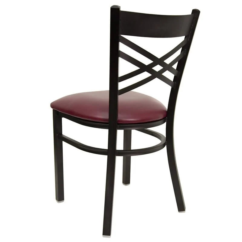 HERCULES Series Black ''X'' Back Metal Restaurant Chair - Black Vinyl Seat [XU-6FOBXBK-BLKV-GG] Pie's Variety Store