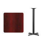 30'' Square Black Laminate Table Top with 22'' x 22'' Bar Height Table Base [XU-BLKTB-3030-T2222B-GG] Fl Furniture