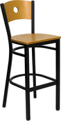 HERCULES Series Black Circle Back Metal Restaurant Barstool - Natural Wood Back & Seat [XU-DG-6F6B-CIR-BAR-NATW-GG] Pie's Variety Store