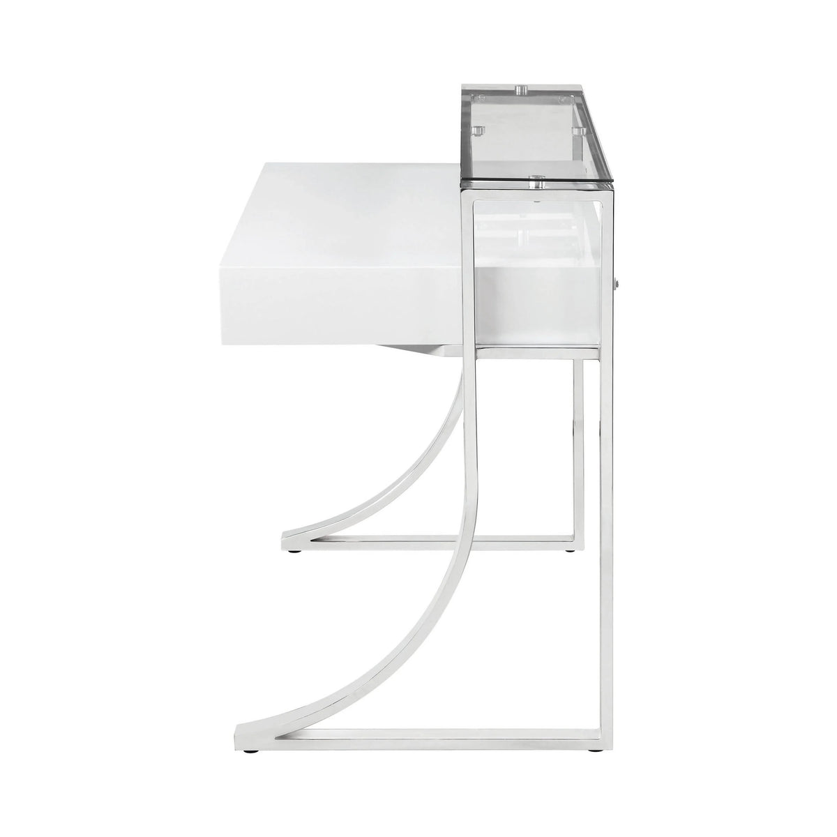 Gemma 2-Drawer Writing Desk Glossy White And Chrome - 802141 Pie's Variety Store