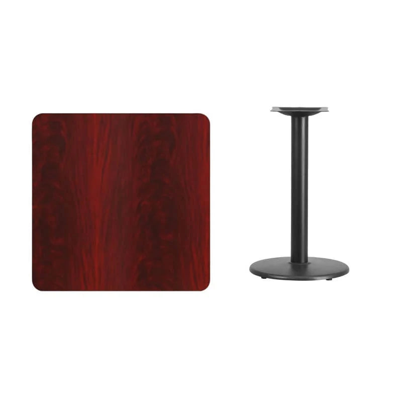 30 Inch Square Black Laminate Table Top with 18 Inch Round Table Height Base [XU-BLKTB-3030-TR18-GG] FL Furniture