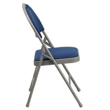 2 Pk. HERCULES Series Ultra-Premium Triple Braced Navy Fabric Metal Folding Chair with Easy-Carry Handle [2-HA-MC705AF-3-NVY-GG] Fl Furniture